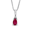 0.19ctw Pear Shaped Ruby and Round Diamond Accent Pendant 14k White Gold