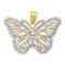 14K Two-tone Gold  Textured Butterfly Pendant