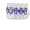 Rhodium Over Sterling Silver Oval Tanzanite and White Zircon Ring 2.22ctw