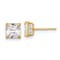14K Yellow Gold 5mm Square Cubic Zirconia Basket Set Stud Earrings