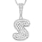 CZ Initial S Bubble Letter Pendant Necklace In Sterling Silver 1.53ctw
