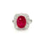 5.37 Ctw Ruby and 0.75 Ctw White Diamond Ring in 18K 2-Tone