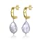 Pear Shape Pearl Drop Earrings In 14K Gold Over Sterling Silver