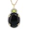Black Spinel, Peridot And White Zircon Pendant Necklace In 18K Gold Over
Sterling Silver 9.92ctw