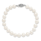 Rhodium Over Sterling Silver 7-8mm White Freshwater Cultured Pearl Bracelet