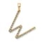 14K Yellow Gold Diamond Letter W Initial Pendant