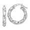 Rhodium Over 14k White Gold 11/16" Twisted and Textured Round Hoop Earrings