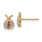 14K Yellow Gold Clear and Red Cubic Zirconia Lady Bug Post Earrings