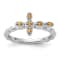 Rhodium Over Sterling Silver Stackable Expressions Cross Citrine Ring 0.08ctw