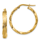 14k Yellow Gold Satin and Polished 1 1/16" Scalloped Edge Hoop Earrings