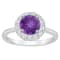 7mm Round Amethyst And White Topaz Accents Rhodium Over Sterling Silver
Halo Ring