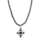 Black Bead Filigree Drop Pendant Necklace 15" Adj.