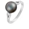 9mm Black Cultured Tahitian Pearl 14K White Gold ring