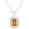 8x6mm Emerald Cut Citrine And White Topaz Rhodium Over Sterling Silver
Double Halo Pendant w/Chain