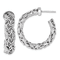 Rhodium Over Sterling Silver 7.5mm Byzantine Post C-Hoop Earrings