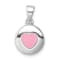 Rhodium Over Sterling Silver Polished Pink Enamel Heart Children's Pendant