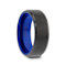 RIGEL Flat Beveled Edges Black Tungsten Ring with Brushed Center and
Vibrant Blue Ceramic Inside 8mm