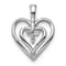 Rhodium Over 14k White Gold Polished Heart Diamond Pendant