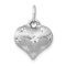 Rhodium Over 14k White Gold Satin Diamond-Cut 3D Puffed Heart Pendant