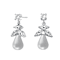Freshwater Pearl And CZ Teardrop Drop Earrings In Sterling Silver