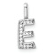 14K White Gold Diamond Letter E Initial Pendant