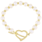 Cultured Freshwater Pearl Toggle Bracelet In 18K Gold Over Bronze 8mm