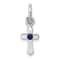 Rhodium Over Sterling Silver Child's September Blue Preciosca Crystal
Cross Pendant
