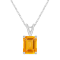 10x8mm Emerald Cut Citrine 14k White Gold Pendant With Chain