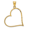 14k Yellow Gold Satin Diamond-Cut Crooked Heart Pendant