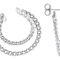 CZ Marquise and Link Double Hoop Earrings In Platinum-Enhanced Sterling
Silver 1.94ctw