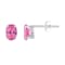 6x4mm Oval Pink Topaz Rhodium Over 10k White Gold Stud Earrings