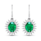 3.06ctw 14K White Gold  Zambian Green Emerald and White Diamond Halo Earrings