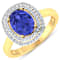 1.69ctw Violet Tanzanite and Diamond 14K Yellow Gold Halo Ring
