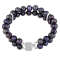 7-7.5mm Black Cultured Freshwater Pearl Silver  Bracelet
