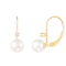 14k Yellow Gold Leverback Earring with 6mm Freshwater Pearl and .06CT DTW
