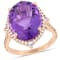 Amethyst, White Sapphire and Diamond 14K Rose Gold Cocktail Ring 8.53ctw