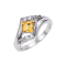 Square Citrine with White Topaz Accents Sterling Silver Ring, 0.93ctw