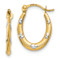 14k Two-tone 11/16" Textured Oval with Hearts Hoop Earrings