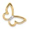 14k Yellow Gold and Rhodium Over 14k Yellow Gold Polished Butterfly
Diamond Chain Slide Pendant