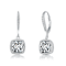 CZ Halo Square Drop Earrings In Sterling Silver