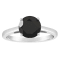8mm Round Black Onyx Rhodium Over Sterling Silver Ring