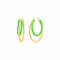 14K Gold Over Sterling Silver Double Oval Enamel Hoops in Neon Green