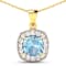1.70ctw 14K Yellow Gold Cushion Aquamarine and White Diamond Pendant
with 18 inch Cable Chain