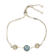 Round Blue and White Mother-Of-Pearl Sterling Silver Station Bolo Bracelet
