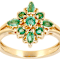 Emerald Cluster Ring In 18K Gold Over Sterling Silver 0.53ctw