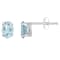 6x4mm Oval Aquamarine Rhodium Over 10k White Gold Stud Earrings