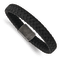 Black Leather and Stainless Steel Antiqued 8.25-inch Bracelet