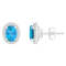 7x5mm Oval Blue Topaz 1/5 ctw Diamond Rhodium Over Sterling Silver Halo
Stud Earrings