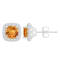 5mm Cushion Citrine 1/5 ctw Diamond Rhodium Over Sterling Silver Halo
Stud Earrings