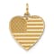 14k Yellow Gold Textured Flag Heart Pendant